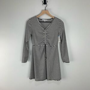 Velvet Torch Black/White Striped Long Sleeve Dress L NWT